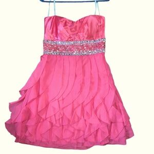 B. Darlin Short Strapless Formal Homecoming Semi-Formal Pink Dress Juniors 11/12